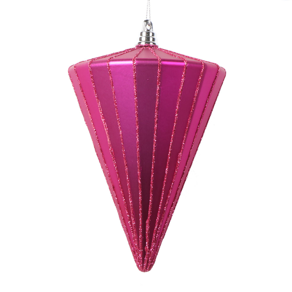 Vickerman 6" Matte Fuchsia Cone Ornament 3 per bag.