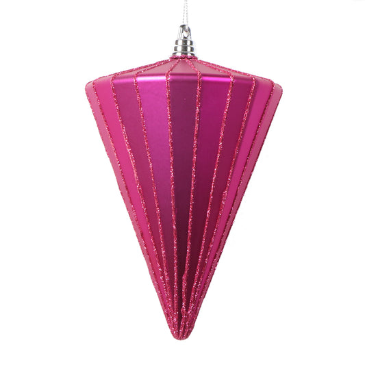 Vickerman 6" Matte Fuchsia Cone Ornament 3 per bag.