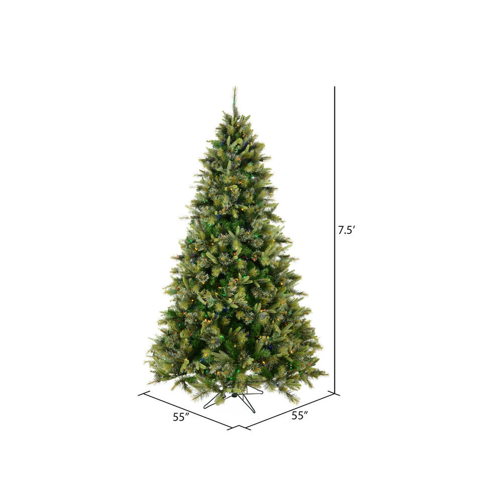 Vickerman 7.5' Cashmere Pine Artificial Christmas Tree Multi-Colored Dura-Lit® LED Lights