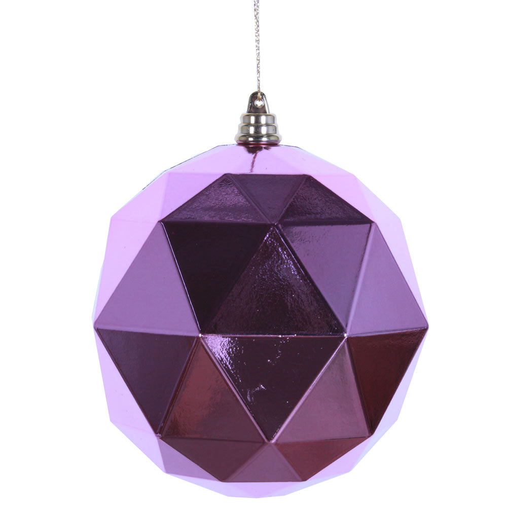 Vickerman 4.75" Pink Geometric Ball Ornament Featuring a Shiny Finish. Comes 4 per bag