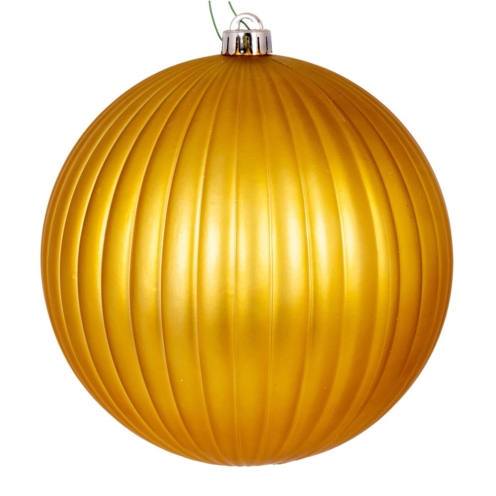 Vickerman 8" Gold Matte Lined Ball Ornament 1 per Bag.