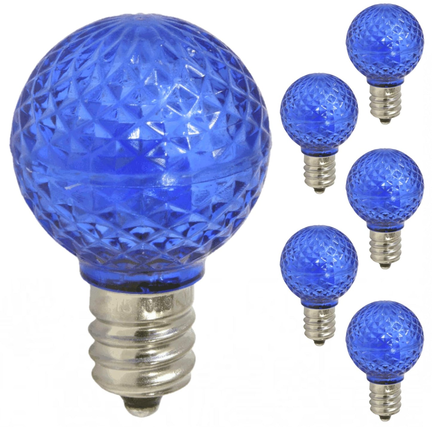 Damar- G9 LED Bulb Twinkle Faceted Crystal Transparent Blue 0.6W-0.96W E12 Candelabra Base 100-130V Pack of 6- Small Globe Mood Colored Lighting for Party Christmas Home Decoration