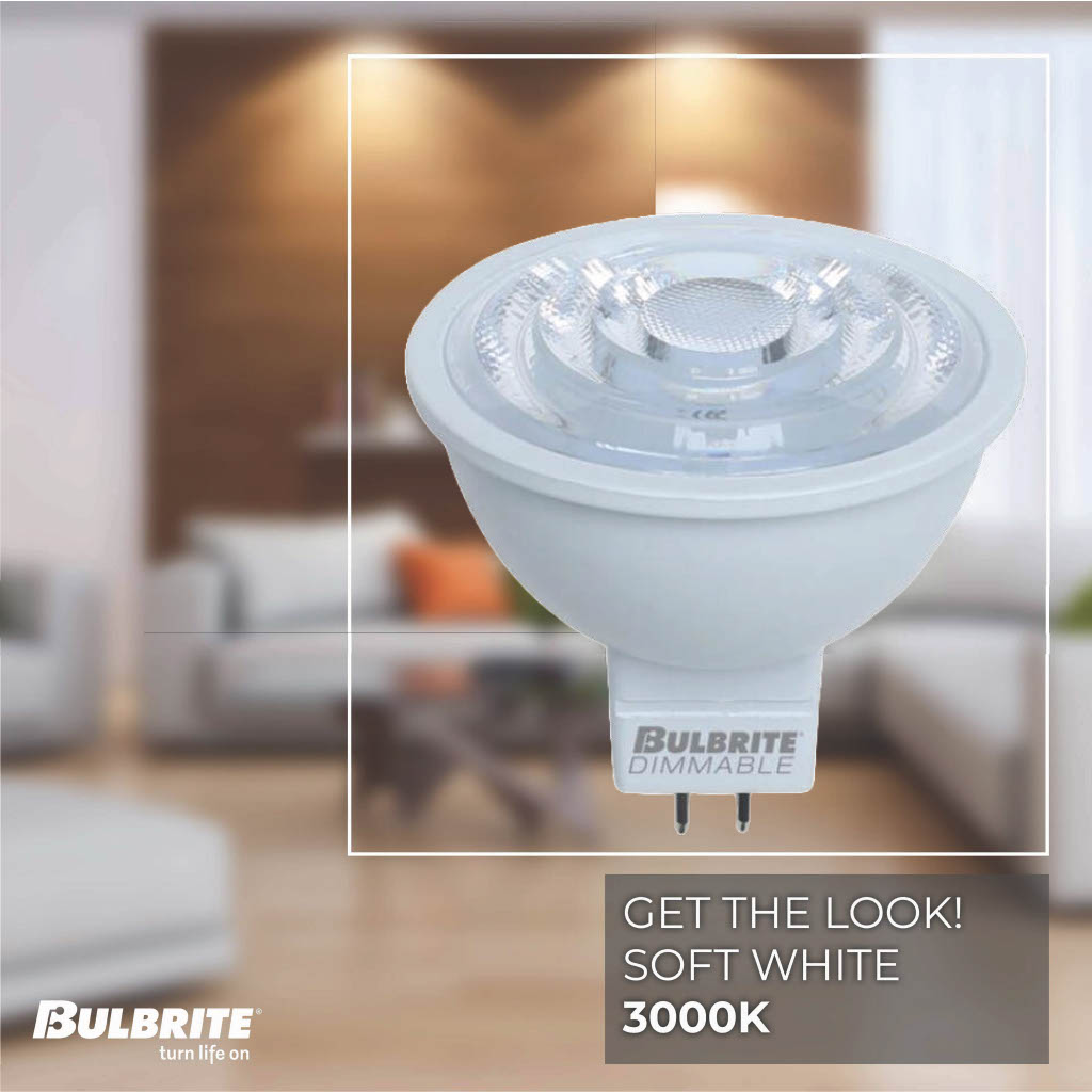 Bulbrite 771088 LED 7 Watt MR16 Light Bulb with a GU5.3 Base - 3000K (Soft White Light) 570 Lumens
