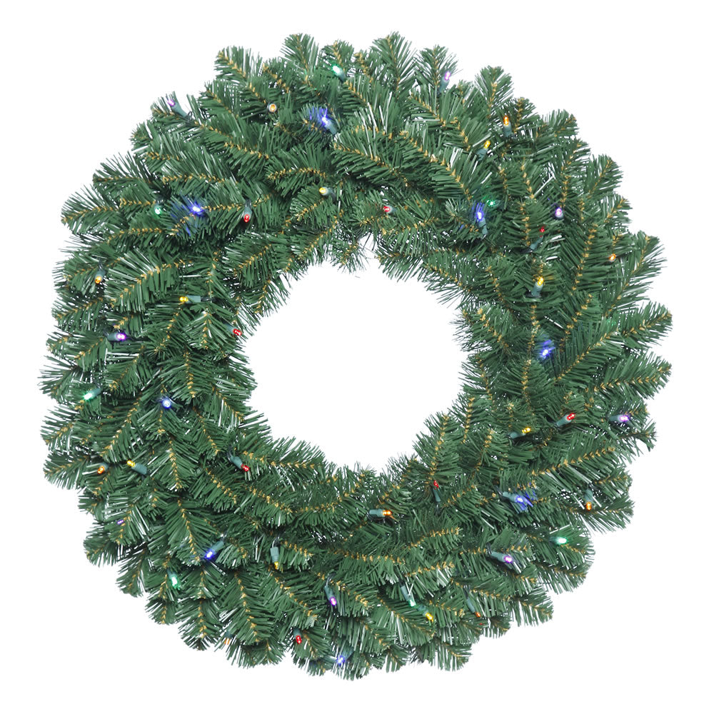 Vickerman 30" Oregon Fir Artificial Christmas Wreath Multi-colored Single Mold LED Wide Angle Lights