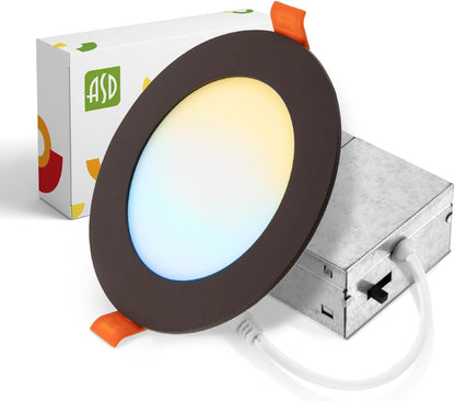 ASD Lighting LED Recessed Mini Panel Round 4inch 12W 120V Triac 2700/3000/3500/4000/5000K Bronze UL Energy Star