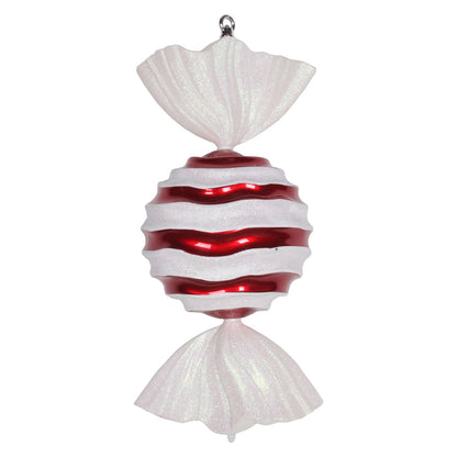 Vickerman 18.5" Red-White Striped Wave Candy Christmas Ornament