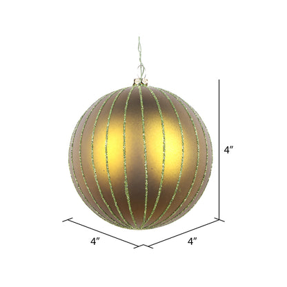 Vickerman 4" Olive Matte Glitter Ball Christmas Ornament 4 pieces per bag