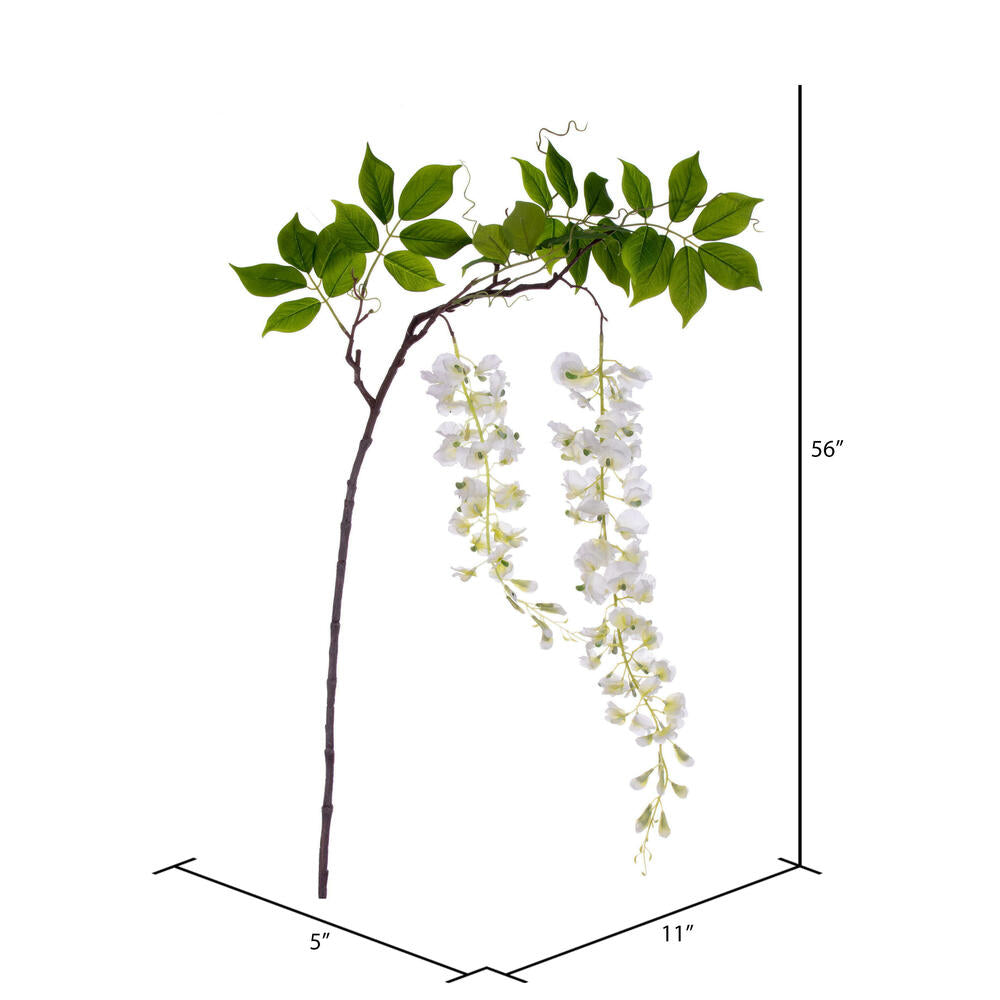 Vickerman 56" Artificial White Wisteria And Foliage Hanging Spray