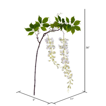 Vickerman 56" Artificial White Wisteria And Foliage Hanging Spray