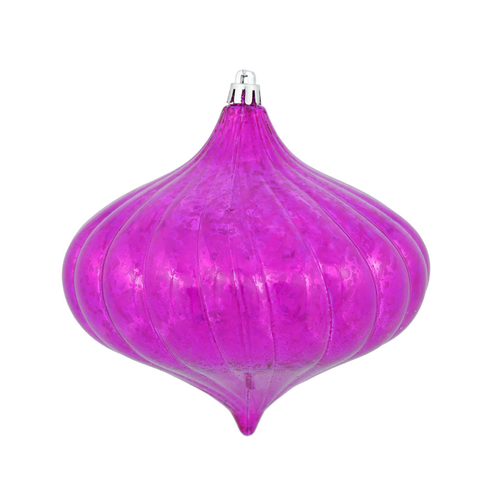 Vickerman 6" Magenta Shiny Mercury Finish Plastic Shatterproof Onion 4 to a bag 1 Year Christmas Seasonal Warranty