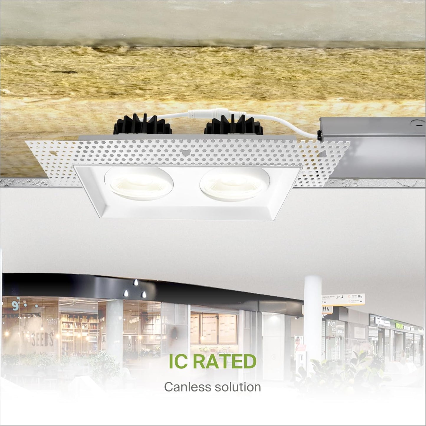 ASD Lighting LED Trimless Combo Downlight 2 heads 3.5inch 30W 120V Triac 2700/3000/3500/4000/5000K White ETL