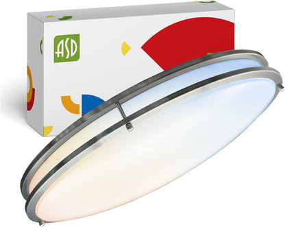 ASD Lighting LED Double Ring Flushmount Oval 32inch 50W 120V Triac 2700/3000/3500/4000/5000K Nickel ETL