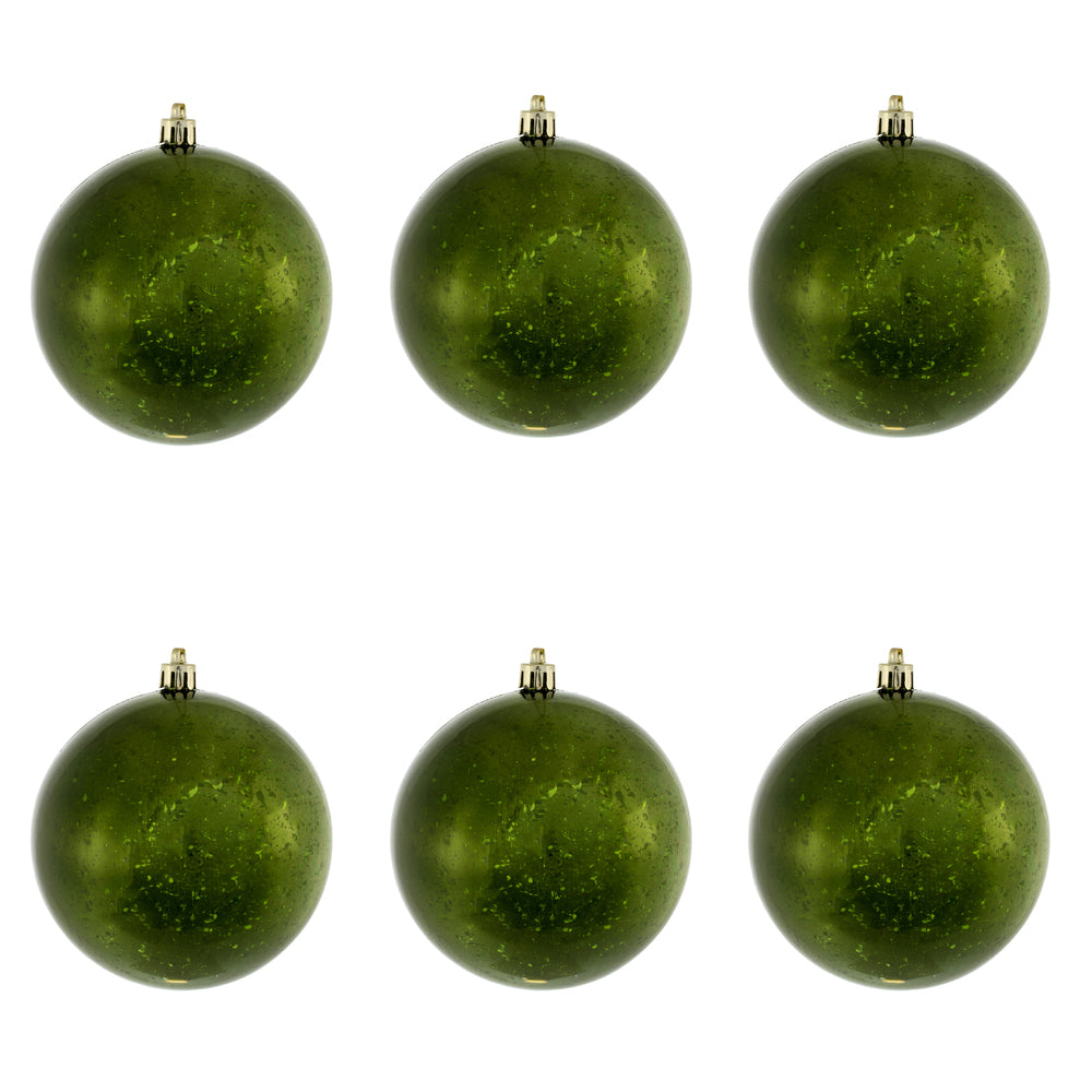 Vickerman 4" Moss Green Shiny Mercury Ball Ornament 6 per Bag.