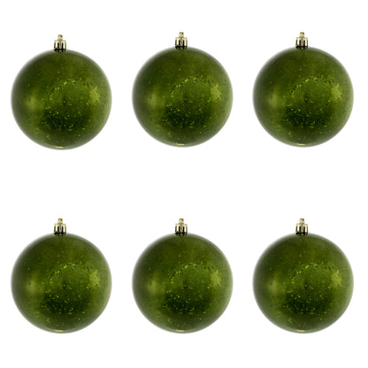 Vickerman 4" Moss Green Shiny Mercury Ball Ornament 6 per Bag.