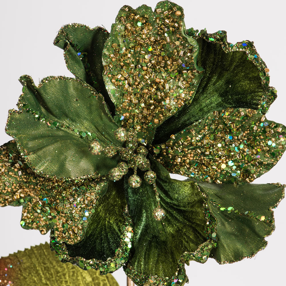 Vickerman 20" Green Mesh Pearl Amaryllis Artificial Christmas Stem Pack of 3