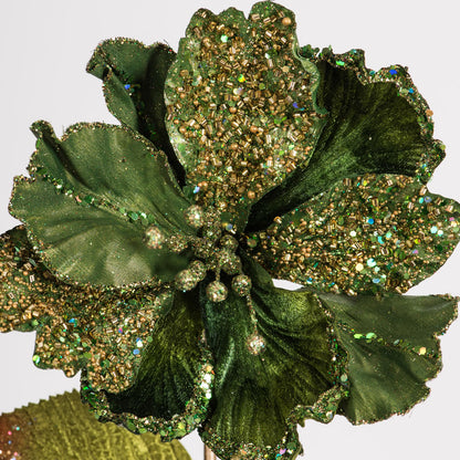 Vickerman 20" Green Mesh Pearl Amaryllis Artificial Christmas Stem Pack of 3