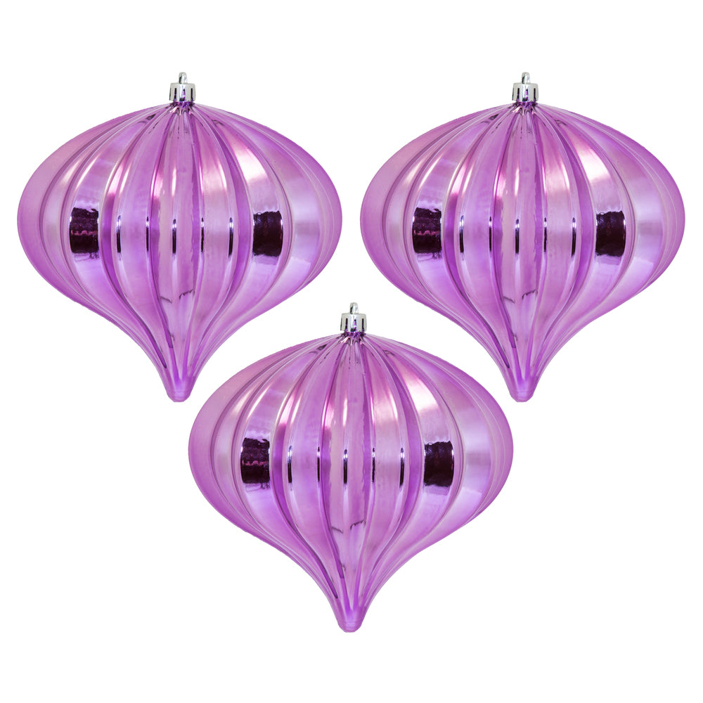 Vickerman 5.7" Orchid Shiny Onion Christmas Ornament UV Treated with Drilled and Wired Cap 3 per bag