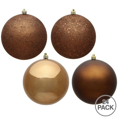 Vickerman 2.4" Mocha 4-Finish Ball Ornament Assortment 24 per Box