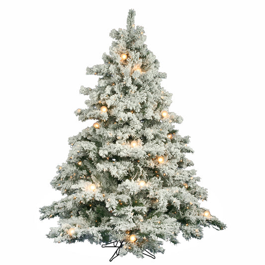 Vickerman 6.5' Flocked Alaskan Pine Artificial Christmas Tree Clear Dura-Lit lights