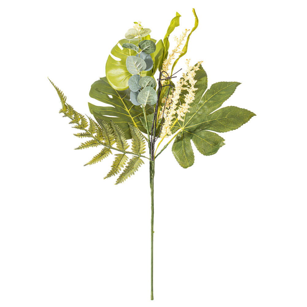 Vickerman 26" Artificial Green Mixed Jungle Foliage Spray. Combination of leaves.