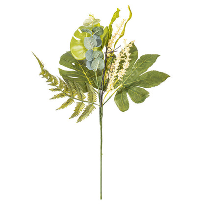 Vickerman 26" Artificial Green Mixed Jungle Foliage Spray. Combination of leaves.