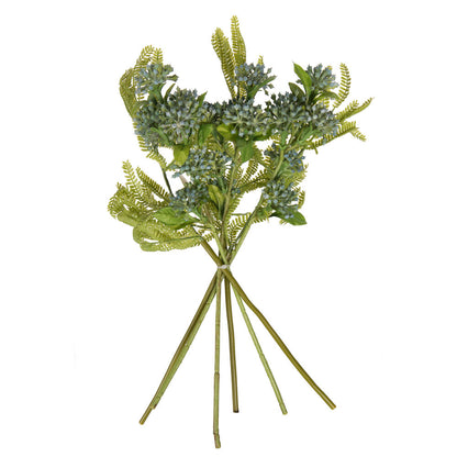 Vickerman 14" Cerulean Blue Artificial Wild Berry and Green Fern Bundle 2 per bag.
