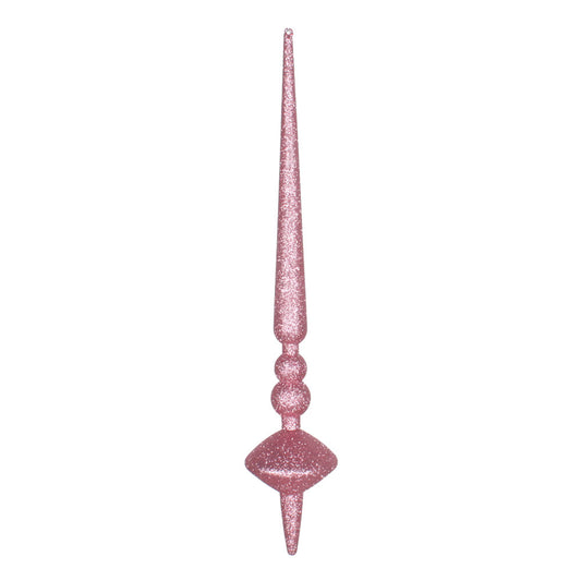 Vickerman 18" Mauve Glitter Cupola Finial. This long finial ornament adds depth and texture to any holiday decorating project. Made with shatterproof plastic.