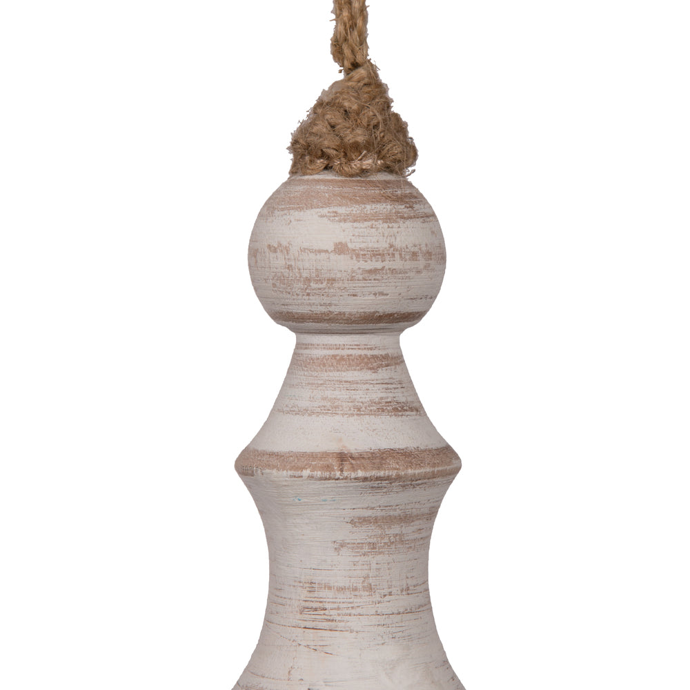 Vickerman 12" White Washed Turned Wood Finial Ornament 2 per bag.