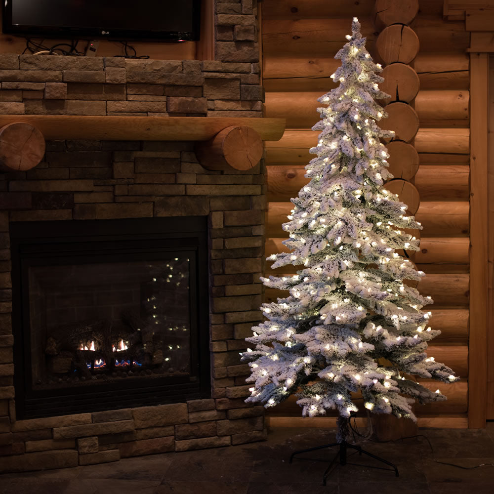 Vickerman 6' Flocked Spruce Artificial Christmas Tree with 300 Clear Lights