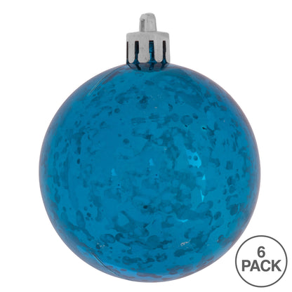 Vickerman 4" Turquoise Shiny Mercury Ball Ornament 6 per Bag