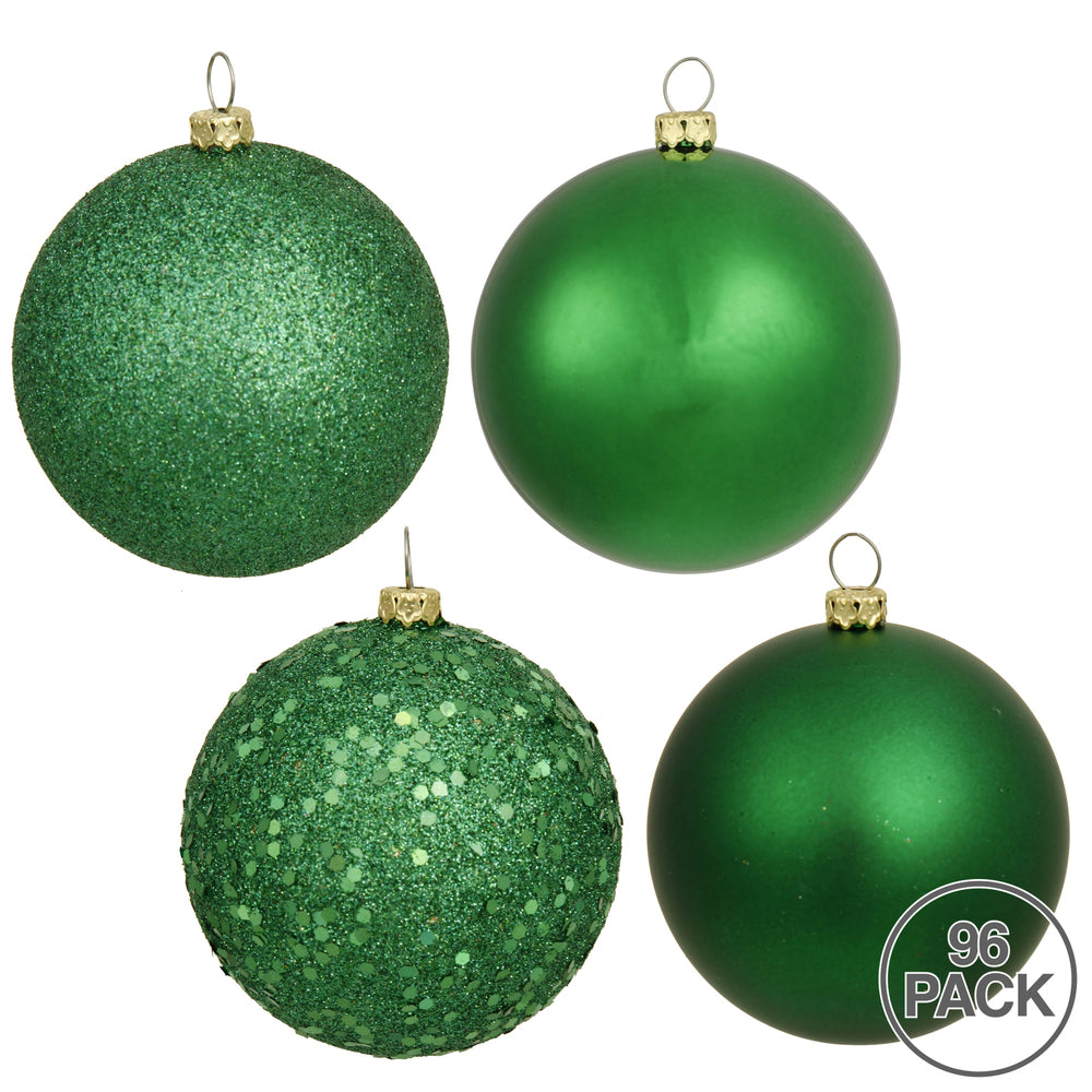 Vickerman 1.6" Green 4-Finish Ball Ornament Assortment 96 per Box