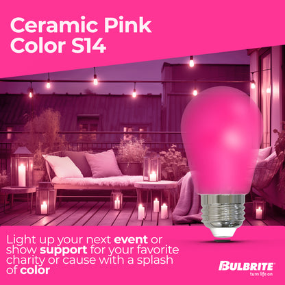 Bulbrite 776155 25-Watt Equivalent Ceramic Pink Color S14 Weatherproof Outdoor E26 Medium Base LED Light Bulb