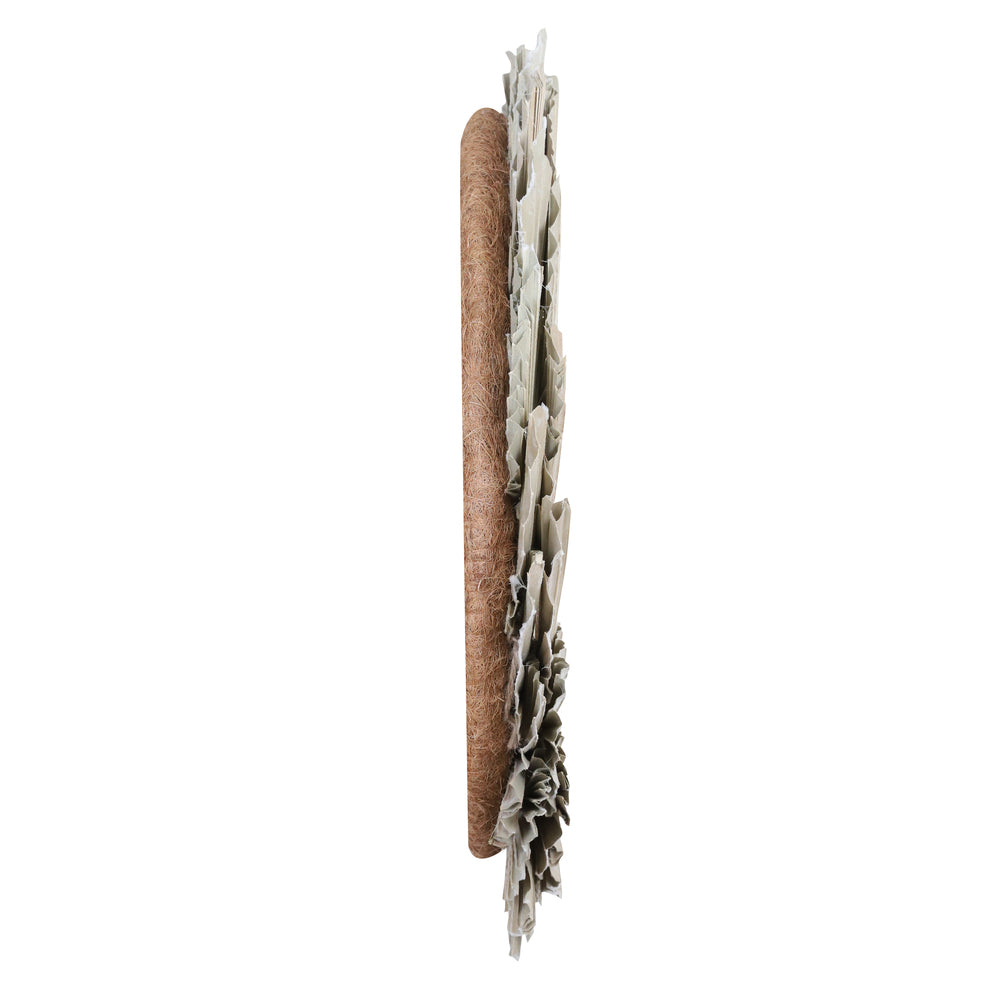 Vickerman Natural Botanicals 24" Natural Palm Spear Wreath. This wreath measures 24 inches in diameter. It features natural palm spear leaves on a coco fiber base. This is a dried and preserved natural product.