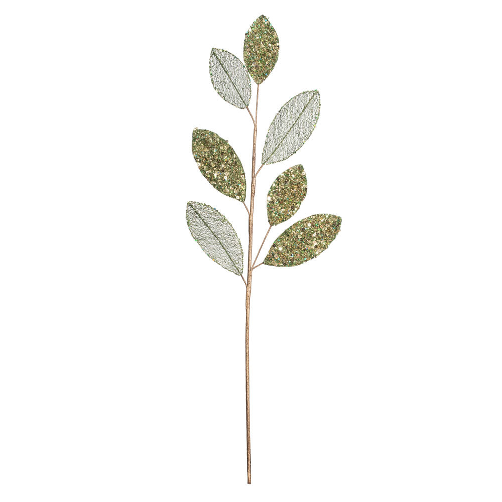 Vickerman 20" Green Mesh Apple Leaf Artificial Christmas Spray. Includes 3 sprays per pack.