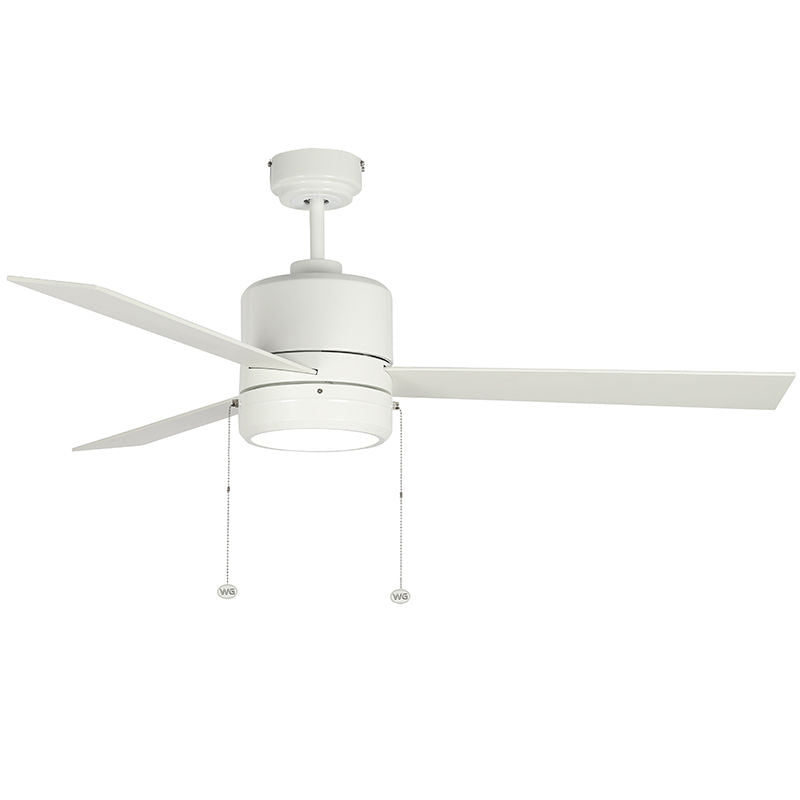 Westgate 52In 5-Blade Ceiling Fan And Light 3Cct 19W Integ. LED Pull Ch. White And White Blades, Commercial Indoor Lighting, 20W, 1750 Lumens, 30K/40K/50K, Black And Black Blades Finish