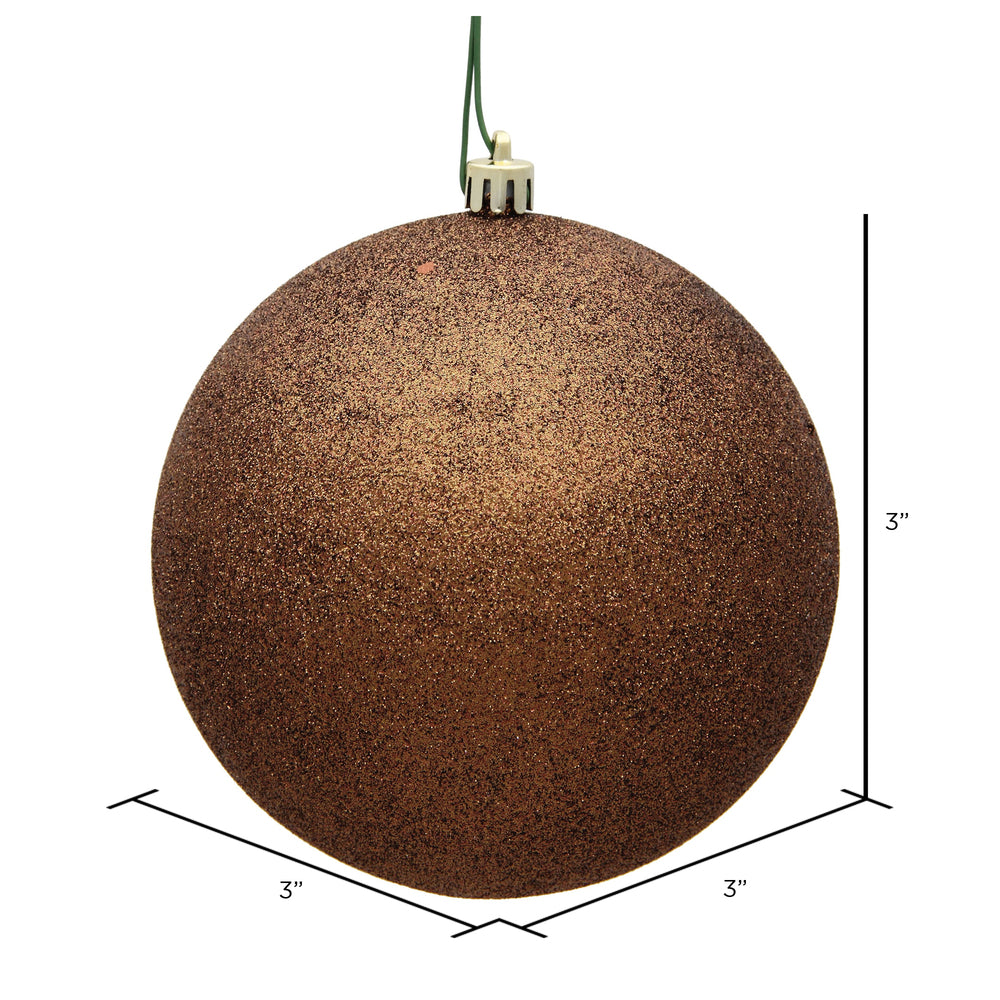 Vickerman 3" Mocha Glitter Ball Ornament 12 per Bag