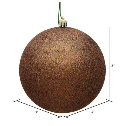 Vickerman 3" Mocha Glitter Ball Ornament 12 per Bag