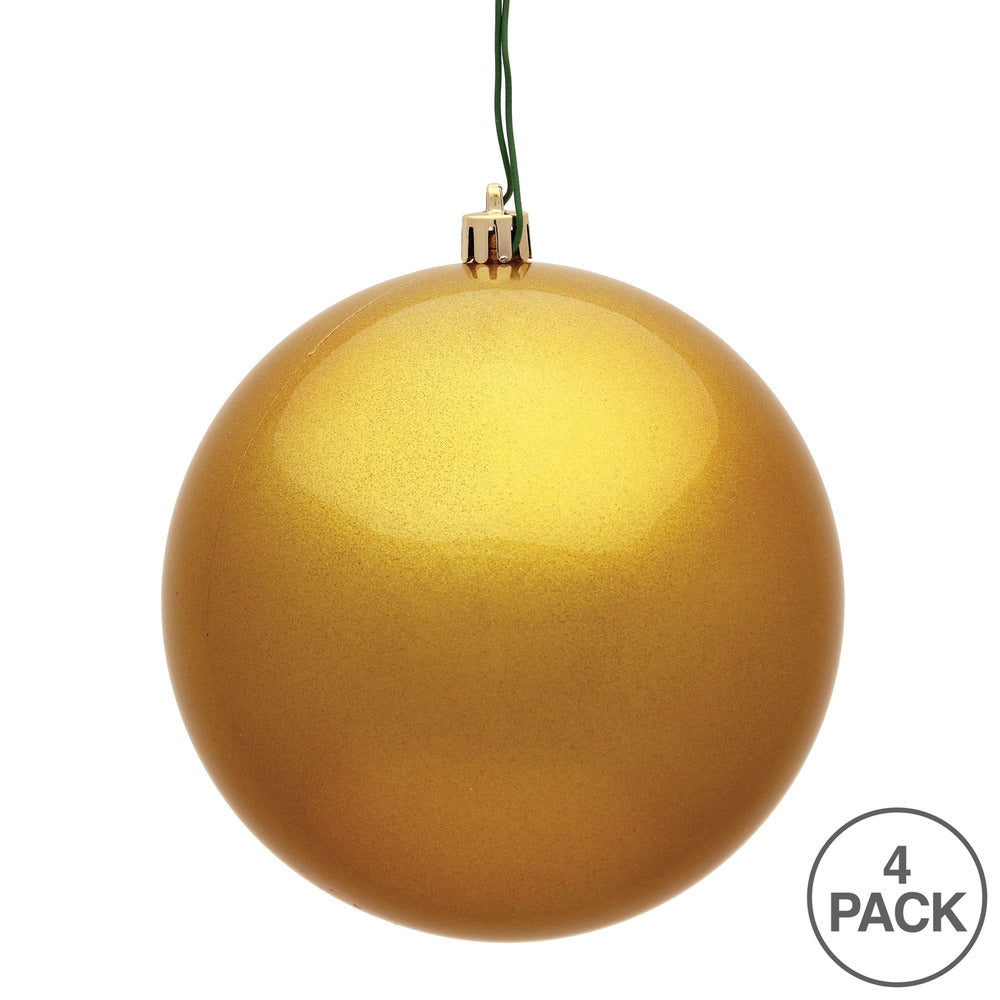 Vickerman 4.75" Honey Gold Candy Ball Ornament 4 per Bag