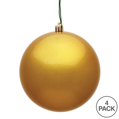 Vickerman 4.75" Honey Gold Candy Ball Ornament 4 per Bag