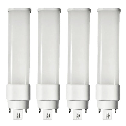 Damar- LED PL Horizontal Recessed Light Bulb Compact Fluorescent Retrofit Ballast Dependent G24Q/GX24Q 4-Pin Base 12W 800 Lumen 3000K Soft White 120-277V Pack of 4-Single Tube Replacement