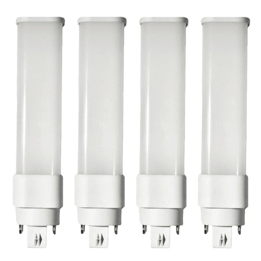 Damar- LED PL Horizontal Recessed Light Bulb Compact Fluorescent Retrofit Ballast Dependent G24Q/GX24Q 4-Pin Base 12W 800 Lumen 3000K Soft White 120-277V Pack of 4-Single Tube Replacement