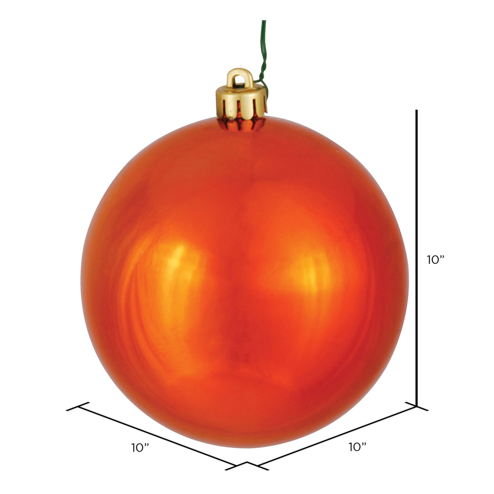 Vickerman 10" Burnished Orange Shiny Ball Ornament