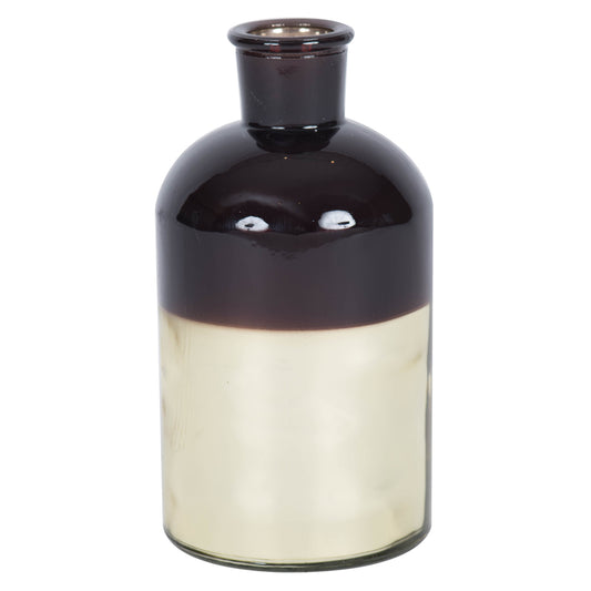 Vickerman 8" Black Glass Bottle with Gold Base