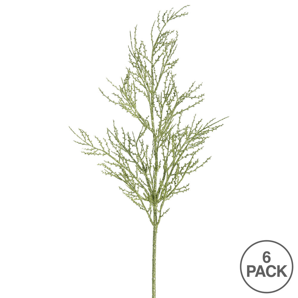 Vickerman 28" Lime Onoclea Glitter Wild Huck Artificial Christmas Spray. Includes 6 sprays per pack.