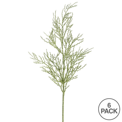 Vickerman 28" Lime Onoclea Glitter Wild Huck Artificial Christmas Spray. Includes 6 sprays per pack.