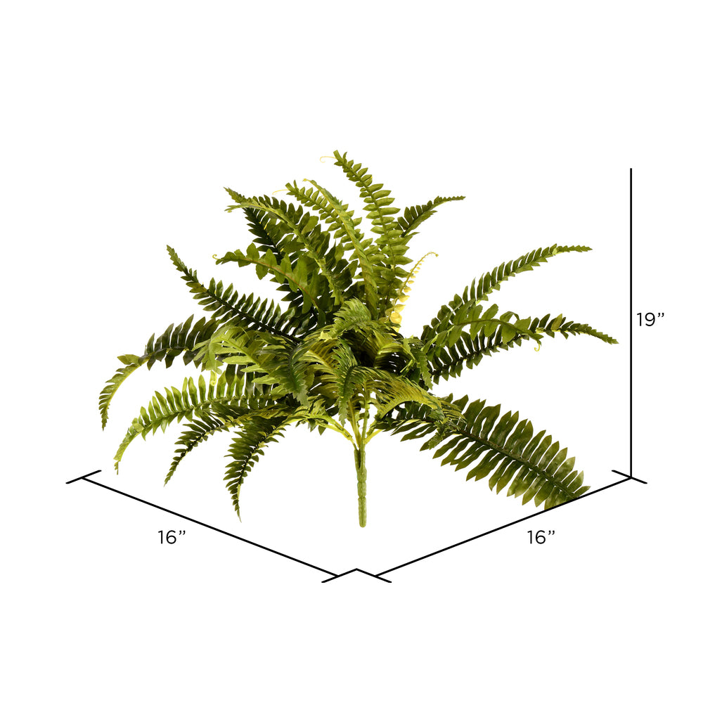 Vickerman 19" Artificial Green Boston Fern Bush Set of 3