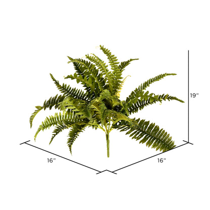 Vickerman 19" Artificial Green Boston Fern Bush Set of 3