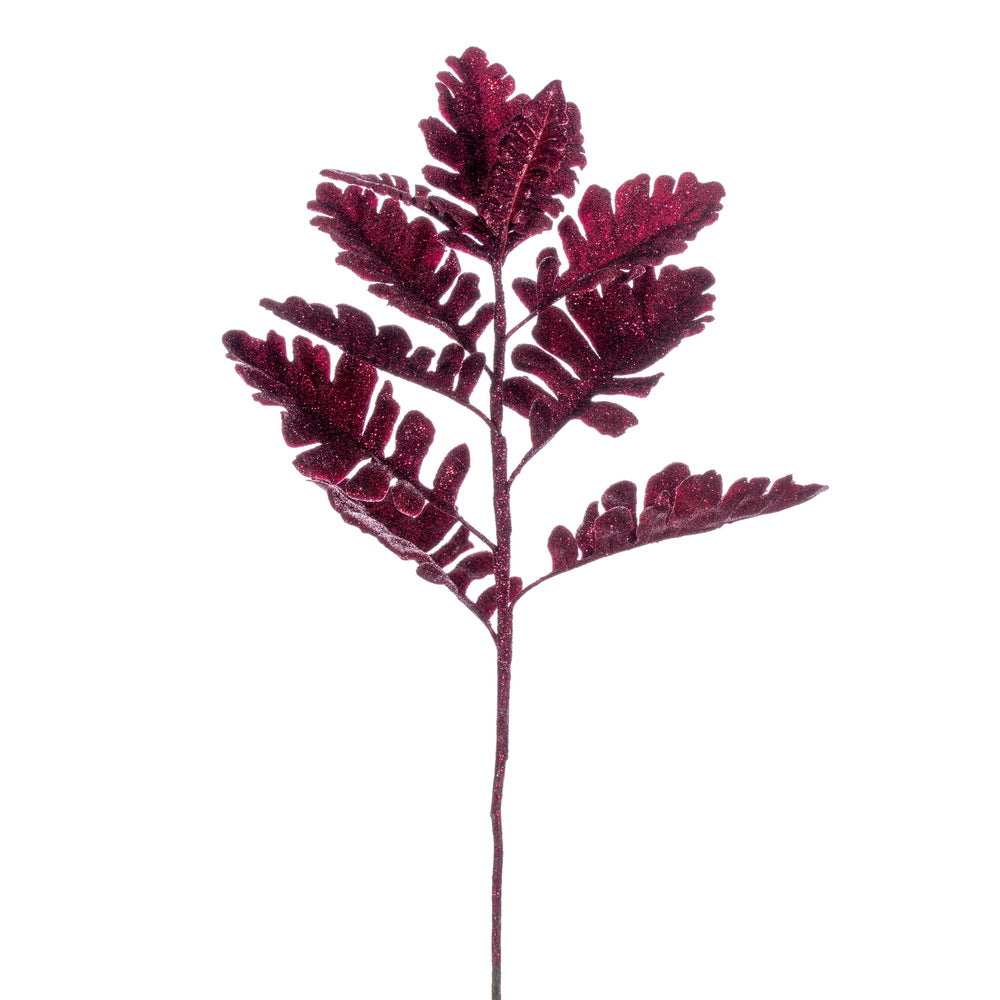 Vickerman 19" Burgundy Artificial Dusty Miller Glitter Spray 3 per bag.