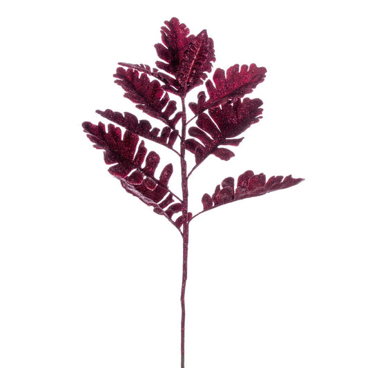 Vickerman 19" Burgundy Artificial Dusty Miller Glitter Spray 3 per bag.