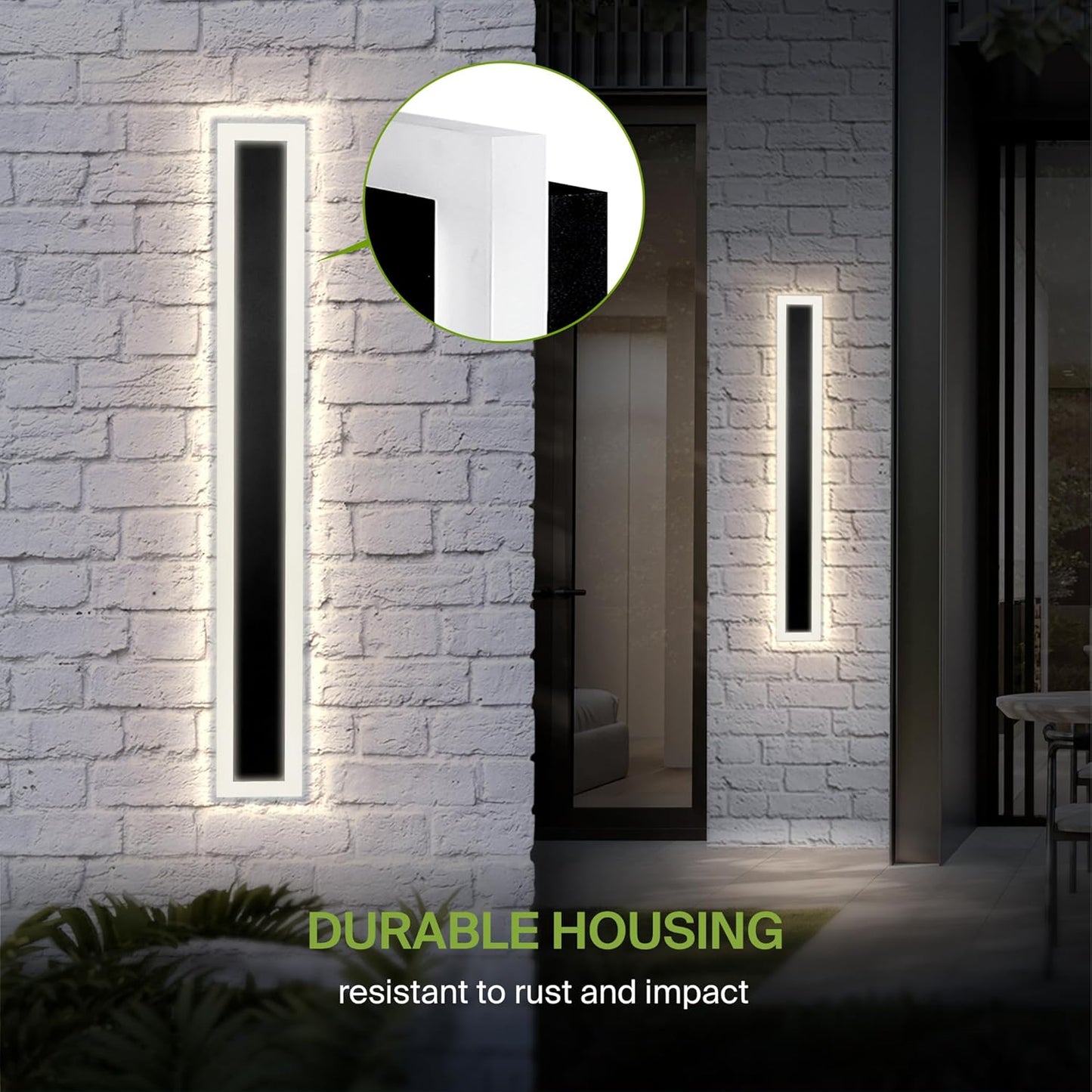 ASD Lighting LED Outdoor Wall Sconce wide acrylic 48" 36W 120-277V CCT Selectable 3000/4000/5000K Dimmable Black ETL